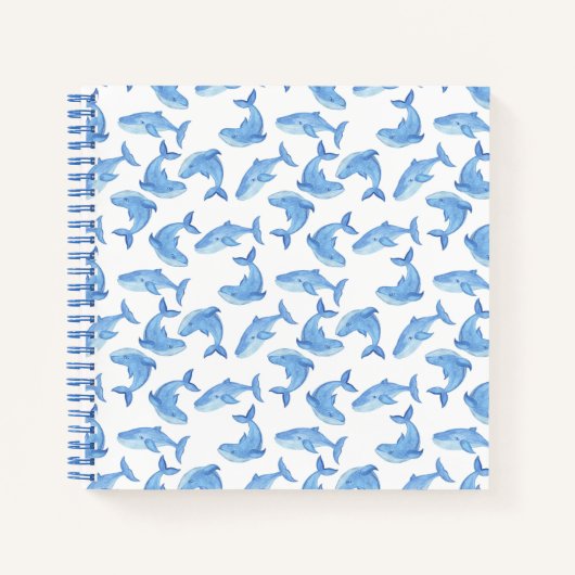 Blaues Whale-Muster Notizbuch (Vorderseite)
