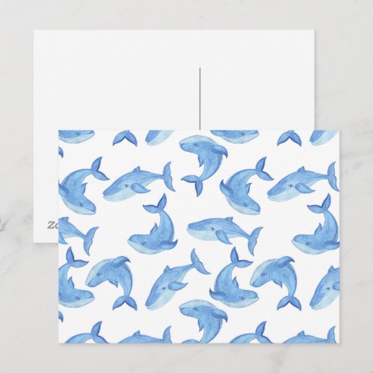 Blaues Whale-Muster Postkarte (Vorne/Hinten)