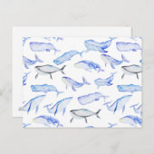Blaues Whale-Muster Postkarte (Vorne/Hinten)