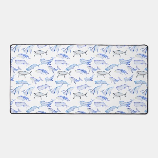 Blaues Whale-Muster Schreibtischunterlage (Vorderseite)