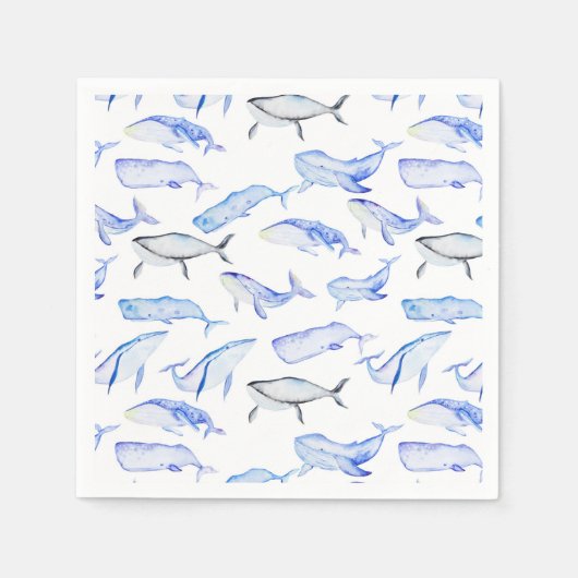 Blaues Whale-Muster Serviette (Vorderseite)