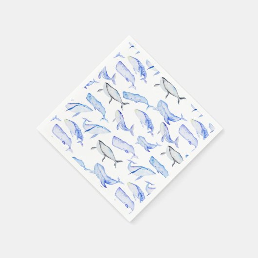 Blaues Whale-Muster Serviette (Ecke)
