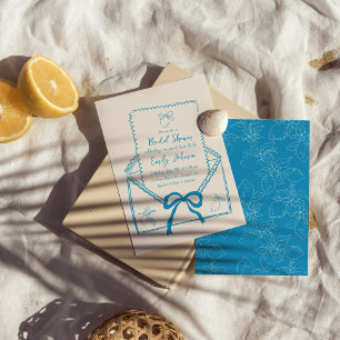 Blaues Whimsikhandgezeichnetes Lemon Brautparty Einladung