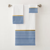 BLAUES WHUE STRIPE GOLD BADEZIMMER TOWEL SET (Insitu)