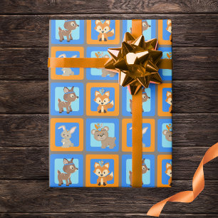 Blaues Wildtierpapier Geschenkpapier
