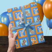 Blaues Wildtierpapier Geschenkpapier