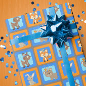 Blaues Wildtierpapier Geschenkpapier