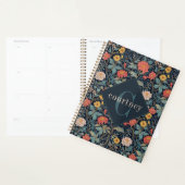 Blaues William Morris Blumenmuster Elegantes Monog Planer (Anzeige)
