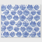 Blaues Willow Animal Rabbit Deer Fox Toile Einziga Geschenkpapier (Flach)