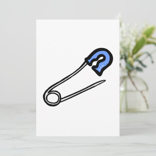 blaues Windel-Button Einladung (Stehend Vorderseite)