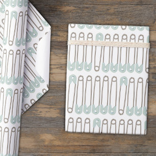 Blaues Windelstecknadel-Muster Baby-Shower-Geschen Geschenkpapier