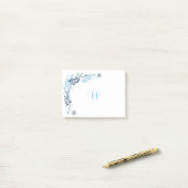 Blaues Winter-Blumen-Monogramm Post-it Klebezettel (Auf Schreibtisch)