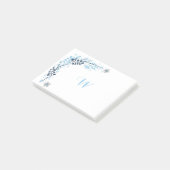 Blaues Winter-Blumen-Monogramm Post-it Klebezettel (angewinkelt)