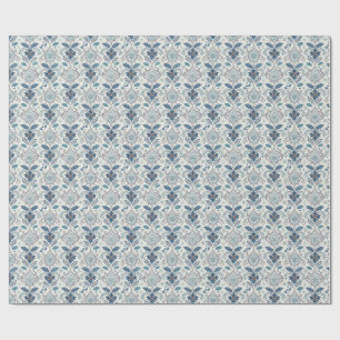 Blaues Winter-Damaskus-Geschenkpapier Geschenkpapier