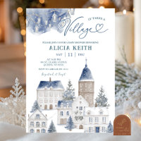 Blaues Winter Weihnachten Hygge Dorf Babyparty
