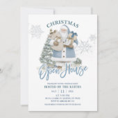 Blaues Winter-Weihnachts-Open-Haus Einladung (Vorderseite)
