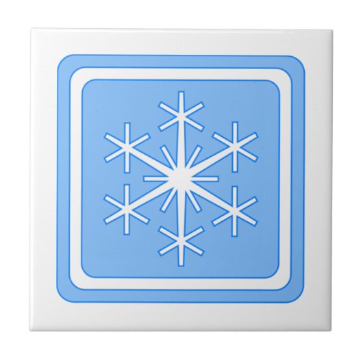 Blaues Winter-Zeichen Fliese (Vorderseite)