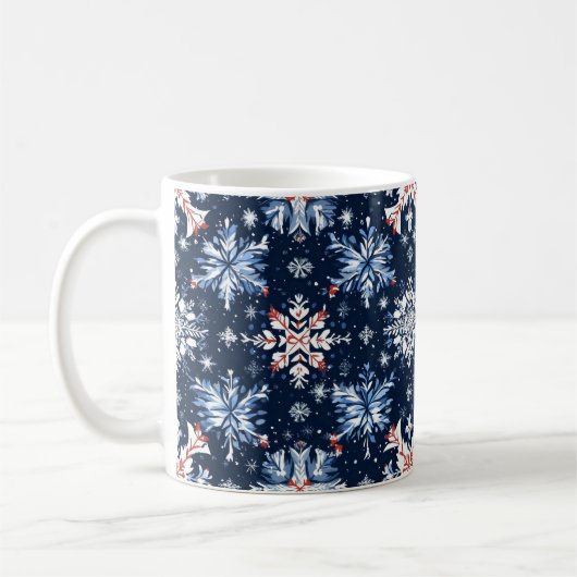 Blaues Wintermuster Kaffeetasse (Links)