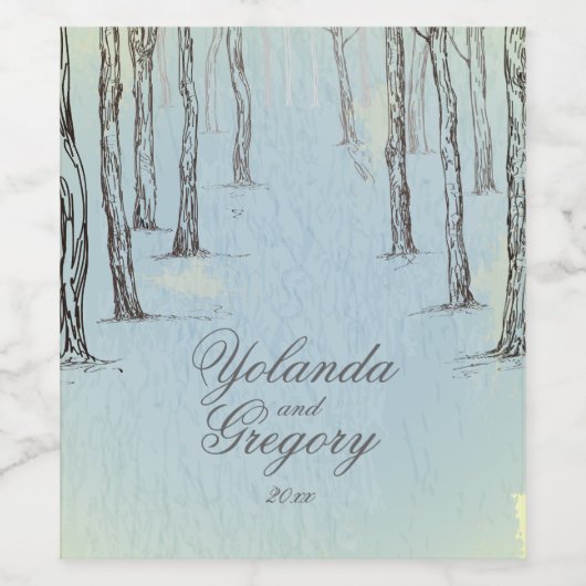 Blaues Winterwald Weinetikett (Einzelnes Label)