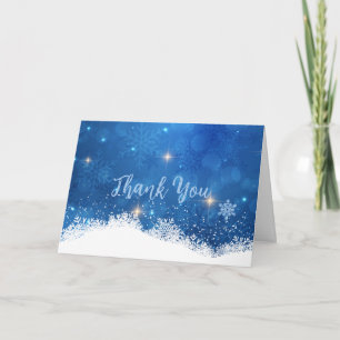 Blaues Winterwunderland Dankeschön-Karte   Schneef Dankeskarte