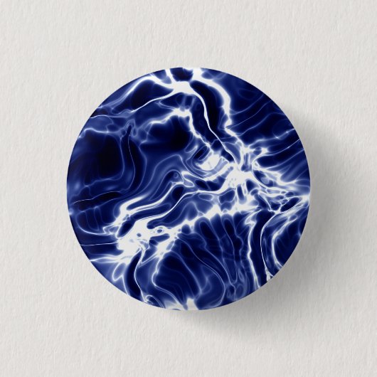 Blaues wirbelndes Muster Button (Vorderseite)