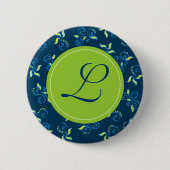 Blaues Wirbelsmuster mit "L" Monogramm Button (Vorderseite)