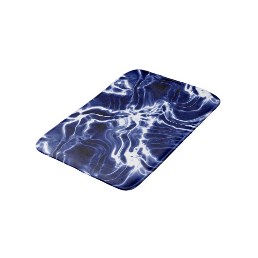 Blaues Wirbles Muster Badematte (Schrägansicht)