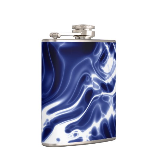 Blaues Wirbles Muster Flachmann (Rechts)