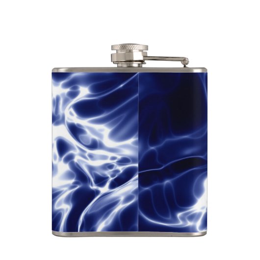 Blaues Wirbles Muster Flachmann (Rückseite)