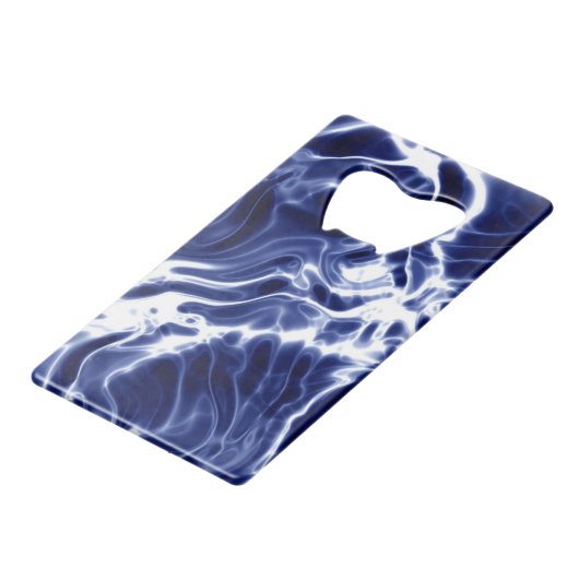 Blaues Wirbles Muster Geldbeutel Flaschenöffner (Rückseite Schrägansicht)