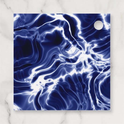 Blaues Wirbles Muster Geschenkanhänger (Rückseite)