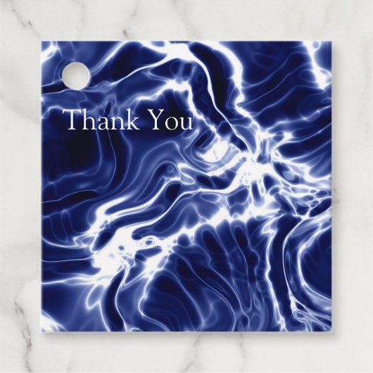 Blaues Wirbles Muster Geschenkanhänger (Vorderseite)