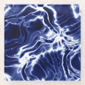 Blaues Wirbles Muster Glasuntersetzer (Vorderseite)