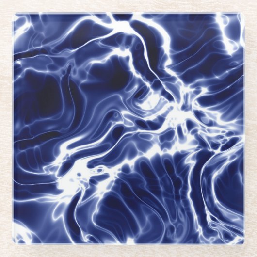 Blaues Wirbles Muster Glasuntersetzer (Vorderseite)