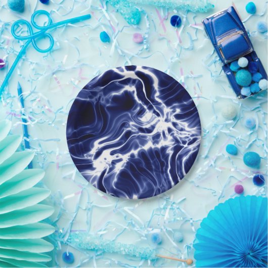 Blaues Wirbles Muster Pappteller (Party)