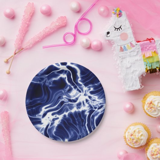 Blaues Wirbles Muster Pappteller (Party)