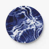 Blaues Wirbles Muster Pappteller (Vorderseite)