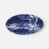 Blaues Wirbles Muster Pappteller (Schrägansicht)