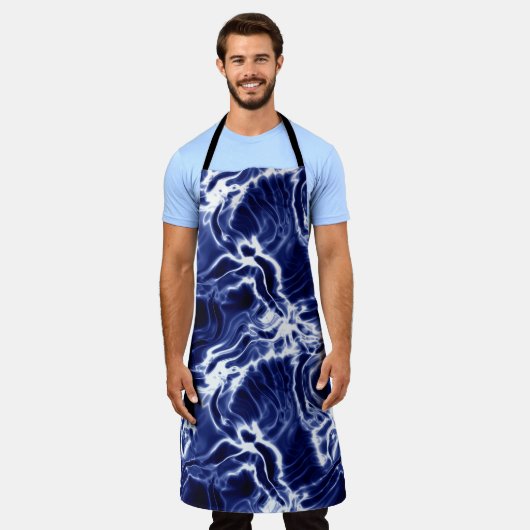 Blaues Wirbles Muster Schürze (Getragen)