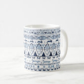 Blaues Woodland Tierfox Kaninchen Muster Kunst Kaffeetasse (VorderseiteRechts)