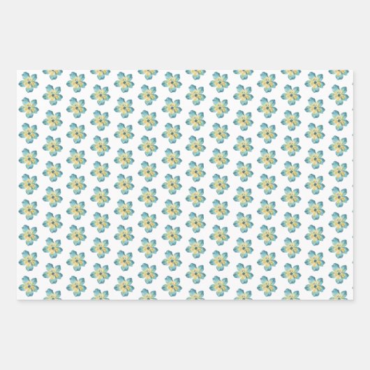 Blaues Wrapping-Papier-Flachblatt Set 3 Geschenkpapier Set (Vorderseite 3)