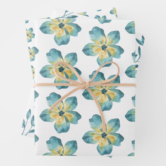 Blaues Wrapping-Papier-Flachblatt Set 3 Geschenkpapier Set (Beispiel)