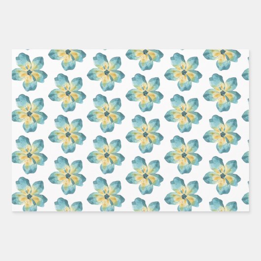 Blaues Wrapping-Papier-Flachblatt Set 3 Geschenkpapier Set (Vorderseite)