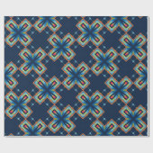 Blaues X abstraktes Muster Geschenkpapier (Flach)