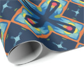 Blaues X abstraktes Muster Geschenkpapier (Rolleneckpunkt)