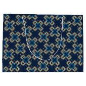 Blaues X abstraktes Muster Große Geschenktüte (Rückseite)