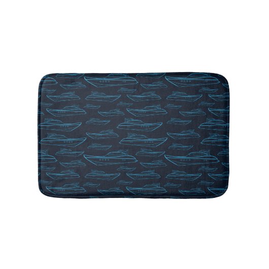 Blaues Yacht-Muster Badematte (Vorderseite)