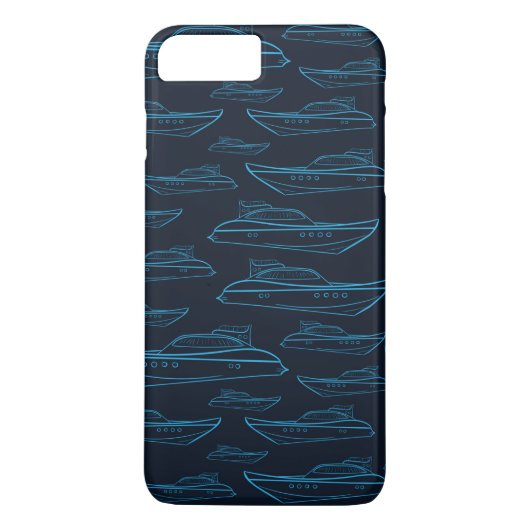 Blaues Yacht-Muster Case-Mate iPhone Hülle (Rückseite)