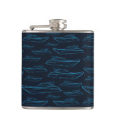 Blaues Yacht-Muster Flachmann (Vorderseite)