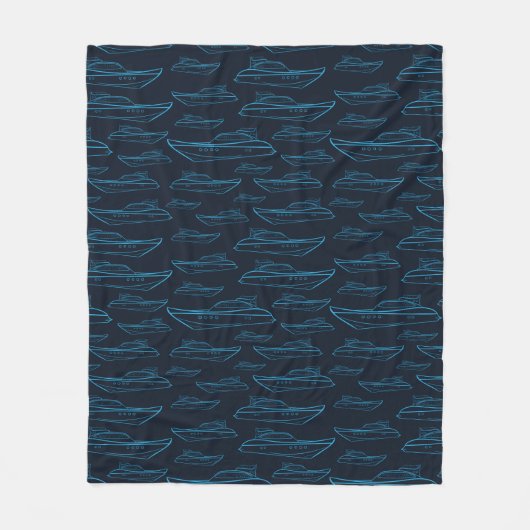 Blaues Yacht-Muster Fleecedecke (Vorderseite)